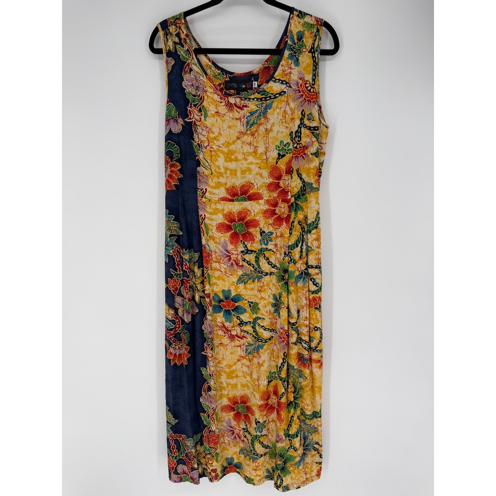 JAMS WORLD VINTAGE SLEEVELESS JAVA‎ MIDI MAXI DRESS MEDIUM -- FLAWED